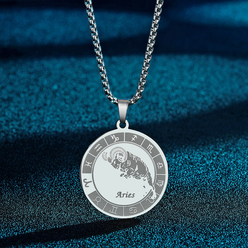 Venta al por mayor collar colgante de acero inoxidable 12 constelaciones